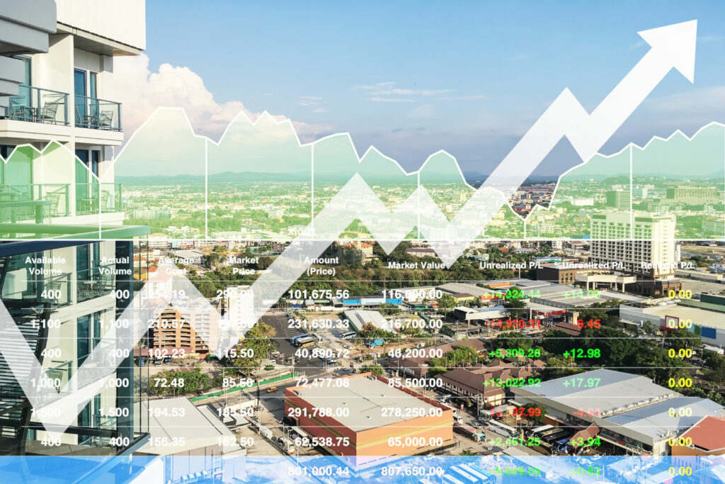 photo : Stock financial index of successful investment on property real