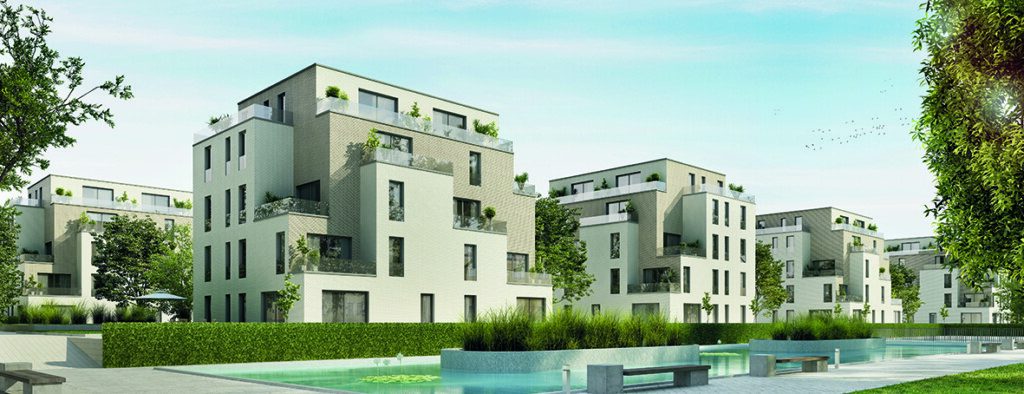 photo : Street with modern residential buildings
